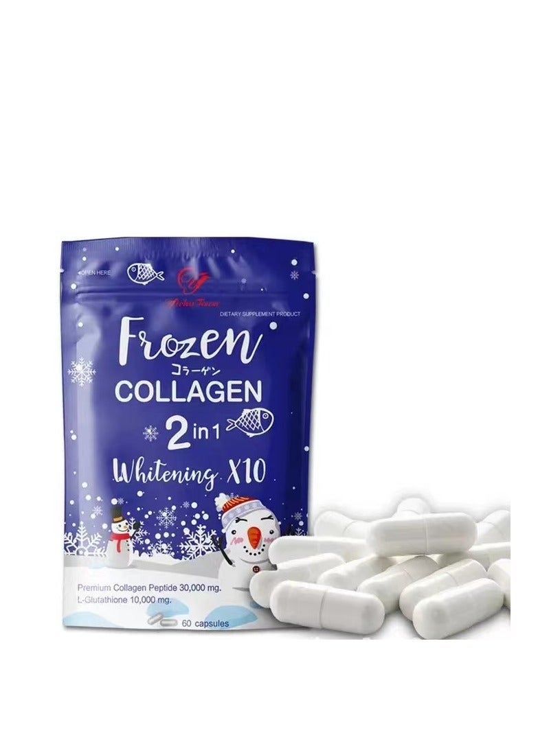 فلوتا فروزين كولاجين مجمد 2 في 1 مبيض 10 مرات ببتيد كولاجين ممتاز 30000 مجم إل-جلوتاثيون 10000 مجم 60 كبسولة - Image 1